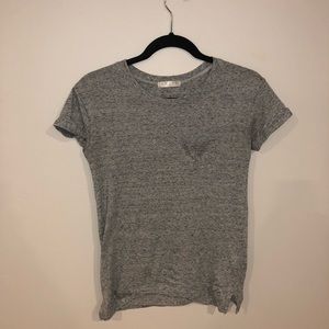 gray t-shirt with small pocket